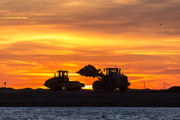 Obra de construcción amanecer