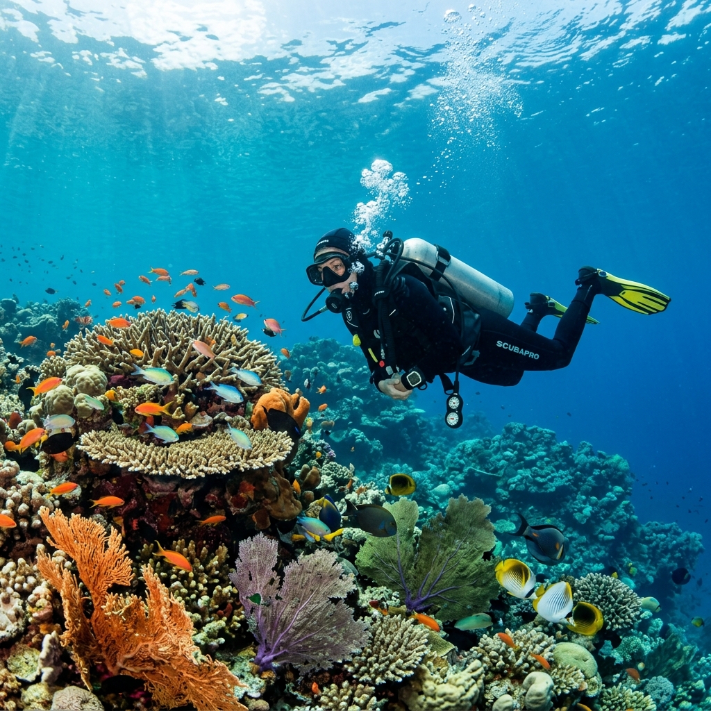 Buceo sobre arrecife de coral
