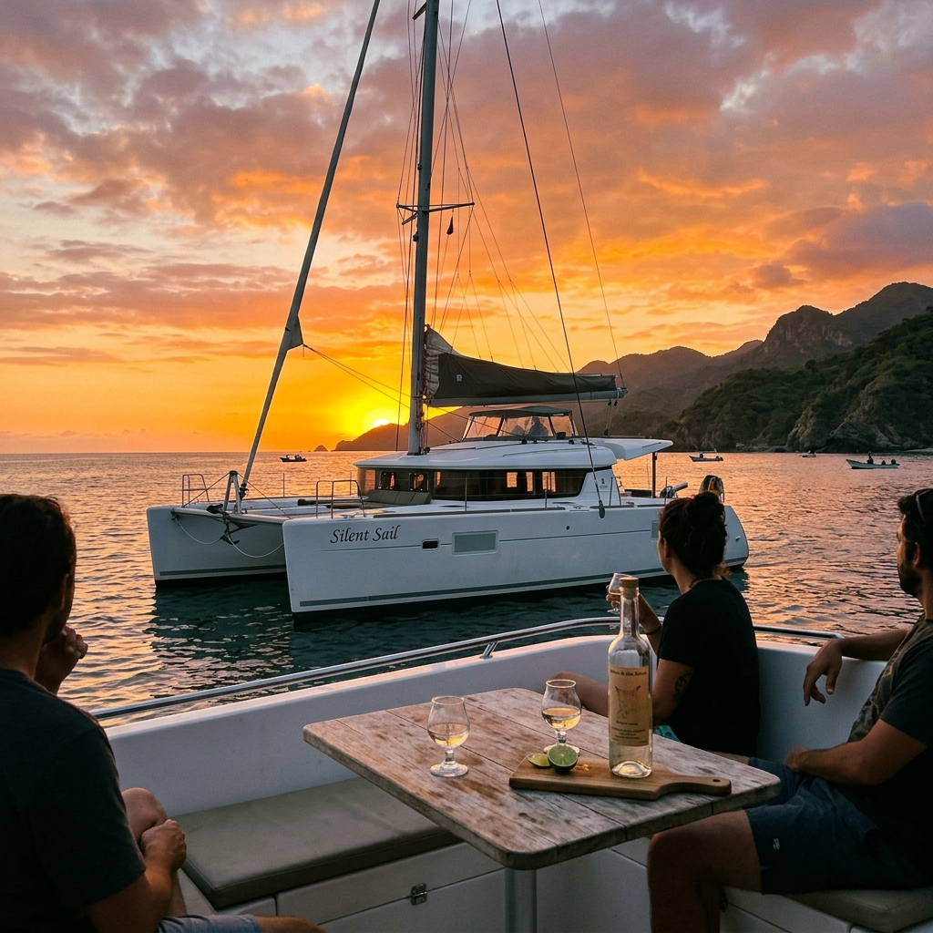 Catamarán al atardecer