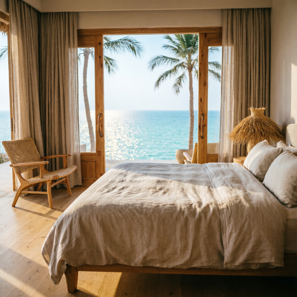 Suite Marea: cama king frente al mar