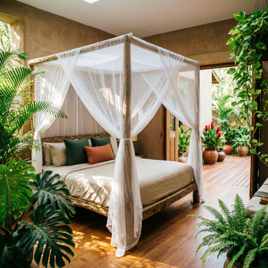 Bungalow Palma: dosel con mosquitero entre plantas