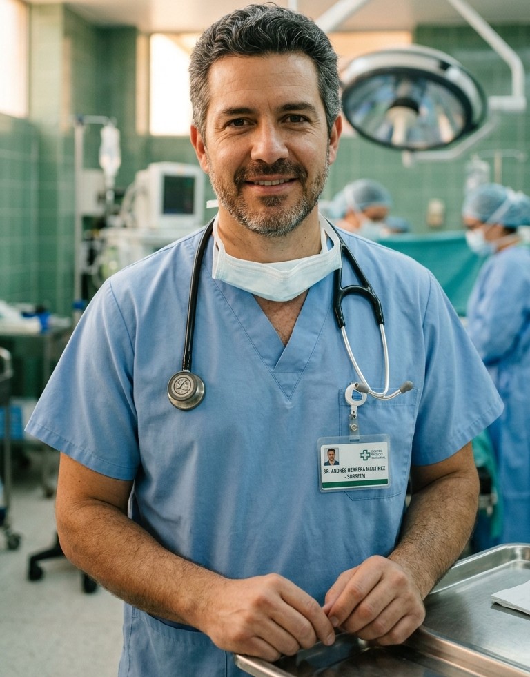 Dr. Andrés Herrera Martínez, Cirujano Plástico y Estético en su consultorio