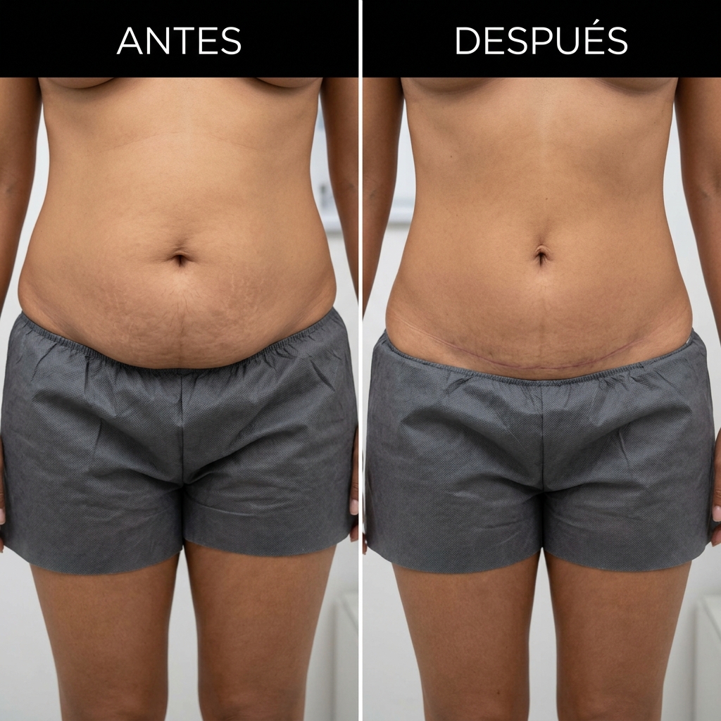 Abdomen plano y firme tras procedimiento quirúrgico